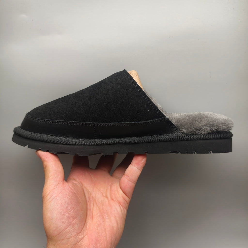4585 Ultra-Light Casual Fuzz Men’s Slippers – Black (In Stock)