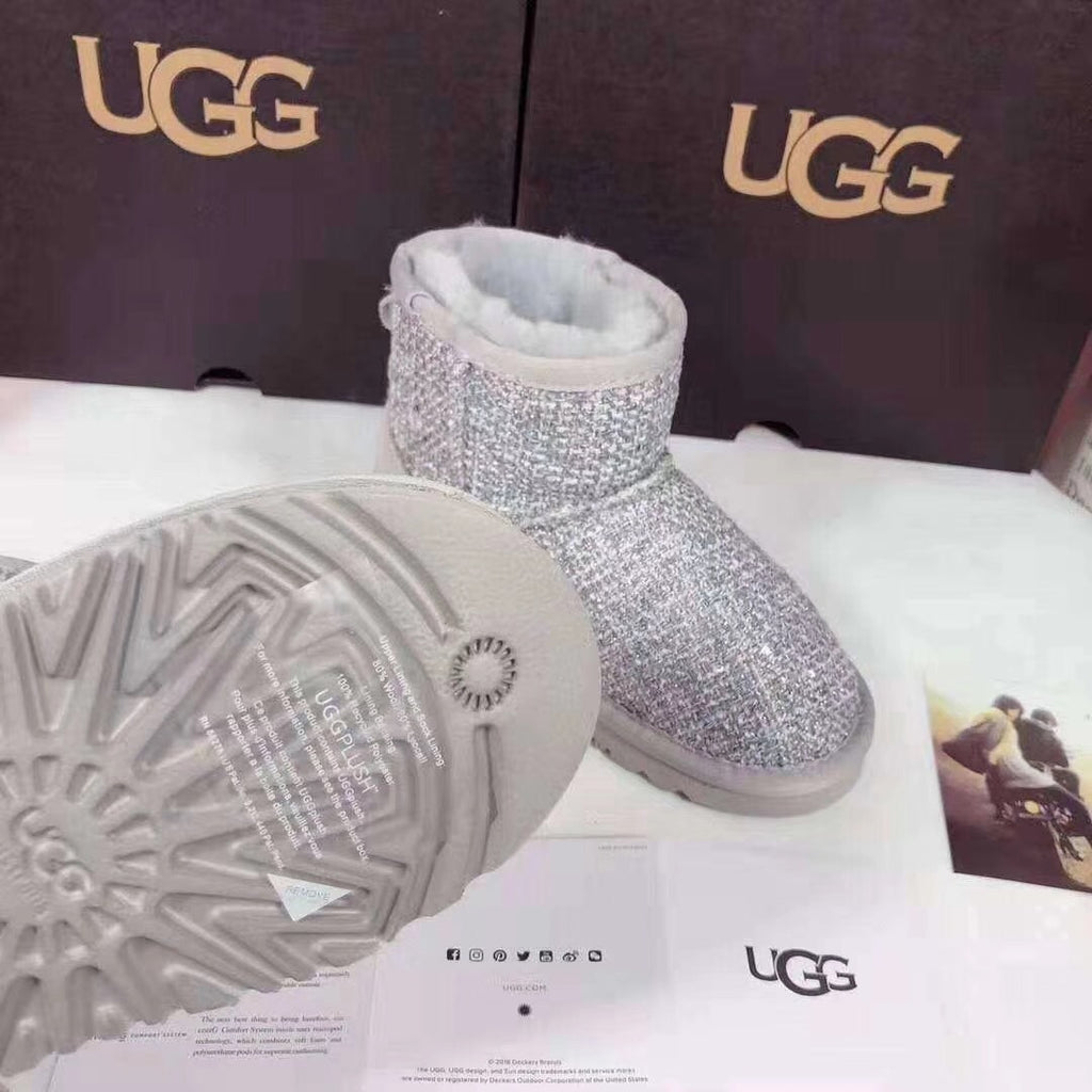 5854 Kids Chanel-Style Snow Boots – Fragrant Gray (New Arrival)