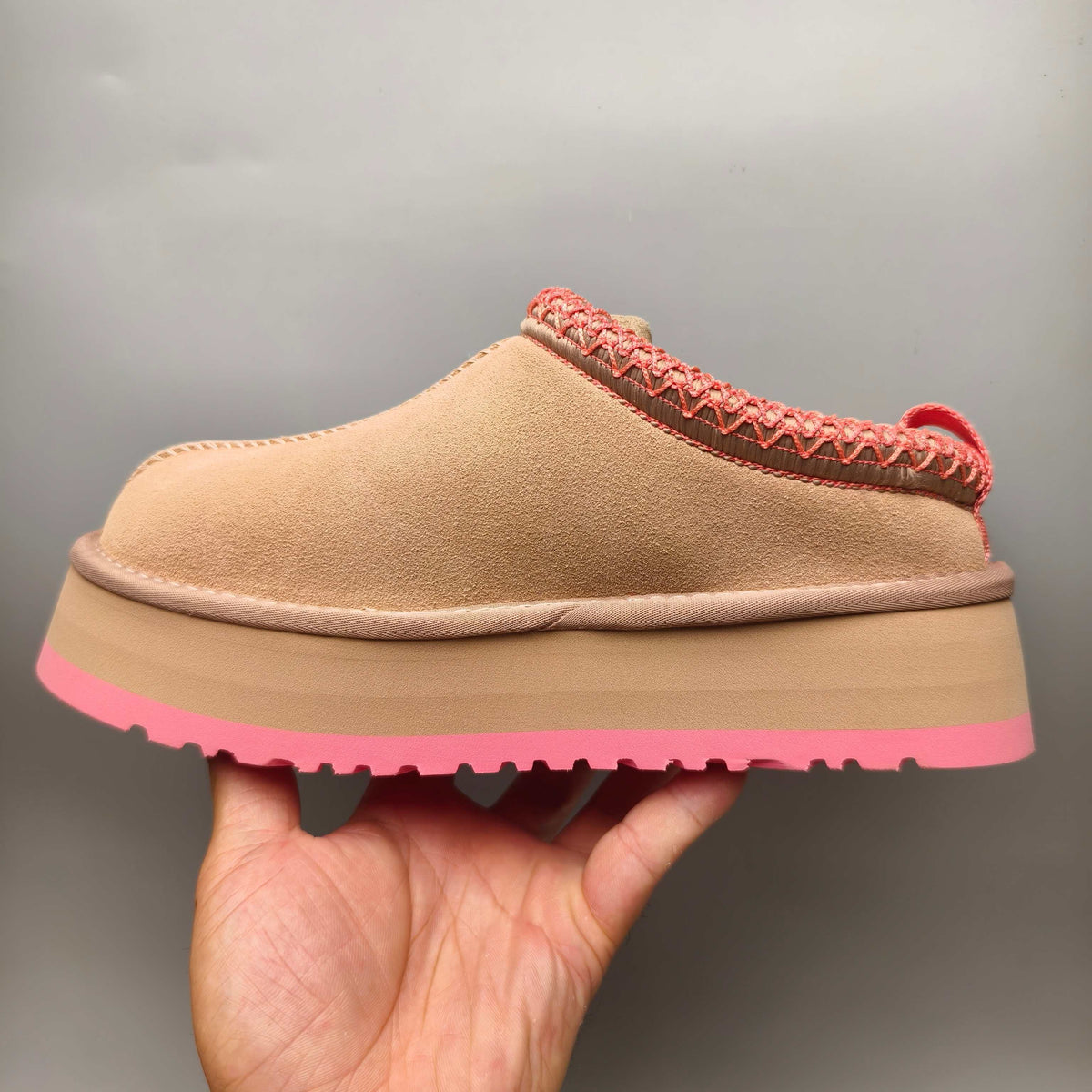2553 Ethnic-Inspired Chunky Sole Casual Shoes – Pink (Style 2130, In Stock)