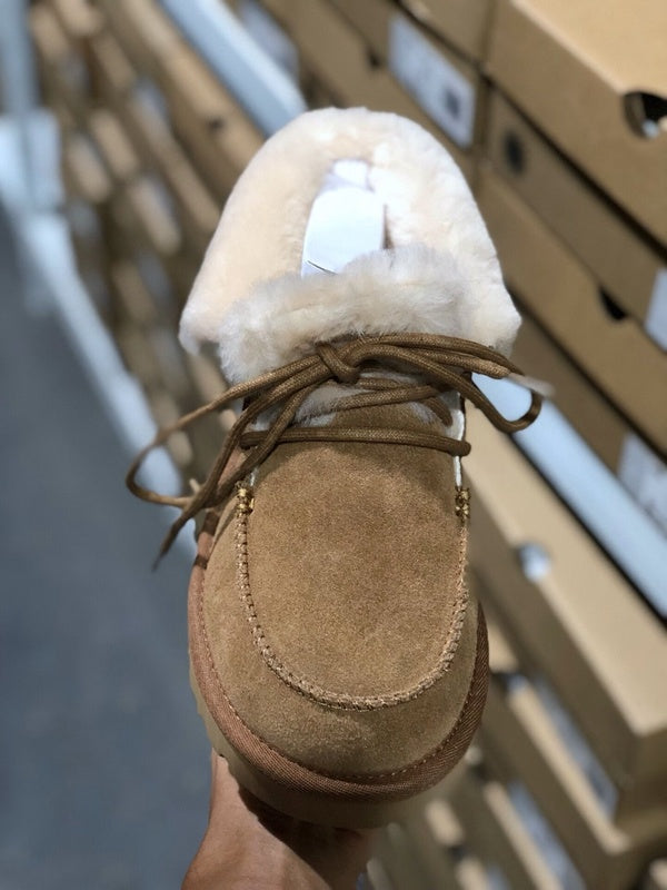 3090 Fluffy Lace-Up Ankle Boots – Chestnut (In Stock)
