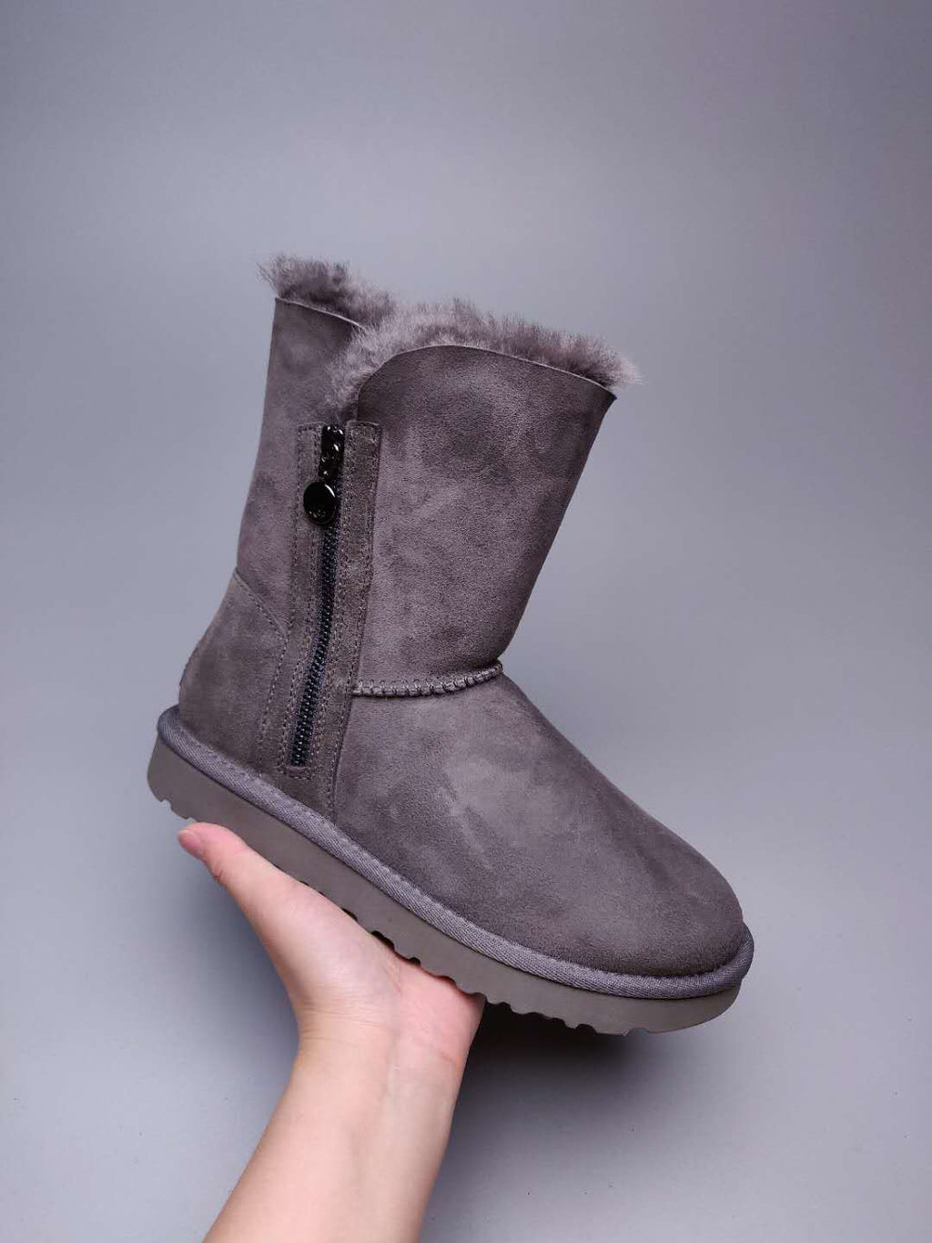 2480 Side Zip Mid-Calf Boots – Gray (In Stock)