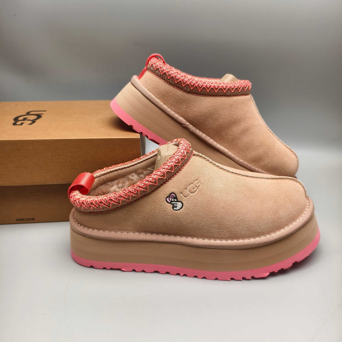 2553 Ethnic-Inspired Chunky Sole Casual Shoes – Pink (Style 2130, In Stock)