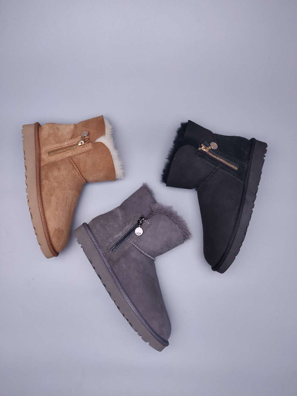 2481 Side Zip Ankle Boots – Gray (In Stock)