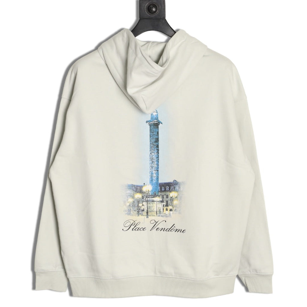 Balenciaga Vogue-Print Tower Graphic Hoodie - Ivory